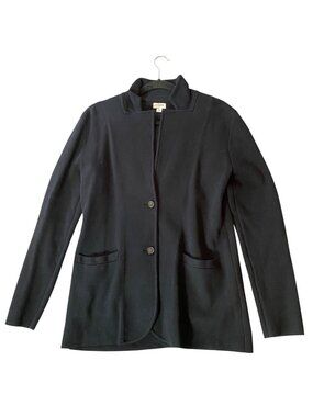 J.Crew Black Cotton Knit Blazer Jacket Womens 100% Cotton Medium